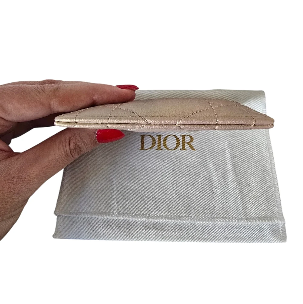 Dior RARE Rose Gold Irridescent Crystal Logo Card Holder - Like New - Picture 5 of 7